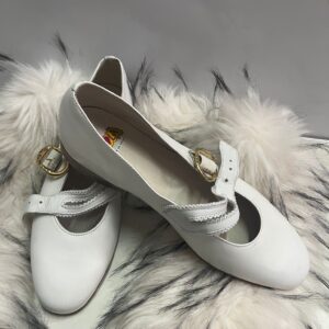 Bailarinas Blancas Merceditas Paola con Hebilla Dorada