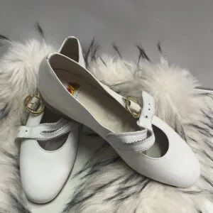 Bailarinas Blancas Merceditas Paola con Hebilla Dorada