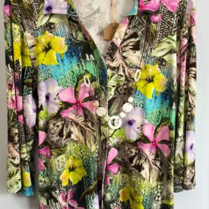 Camisa tropical de flores multicolor
