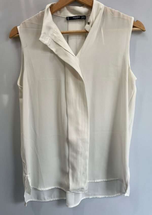 Blusa sin mangas blanca de gasa (MANGO)