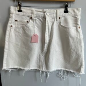 Falda vaquera blanca con flecos MNG Denim