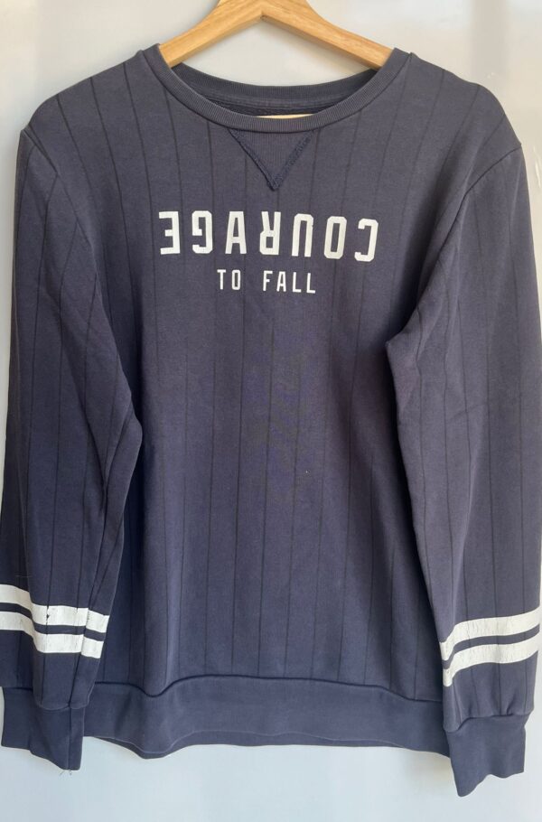 Sudadera azul de rayas "Courage to Fall"