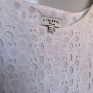 Vestido blanco bordado guipur Cortefiel