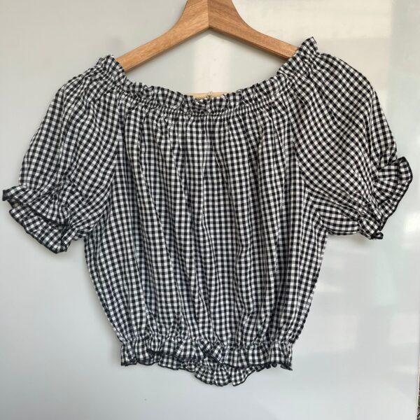 Blusa de cuadros vichy hombros caídos - Imagen 2