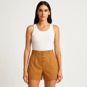 Shorts camel con botones Talla M - Amichi