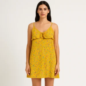 Vestido amarillo con tirantes y pajaritos