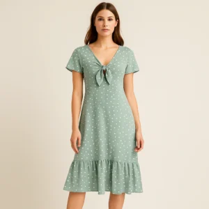 Vestido con lunares y lazo en la espalda