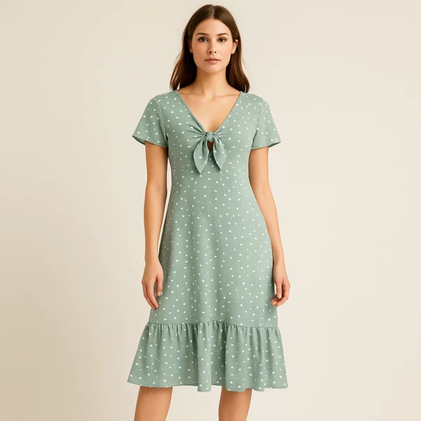 Vestido con lunares y lazo en la espalda