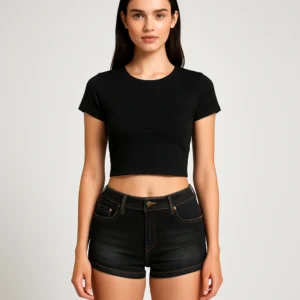 Shorts vaqueros oscuros estilo desgastado