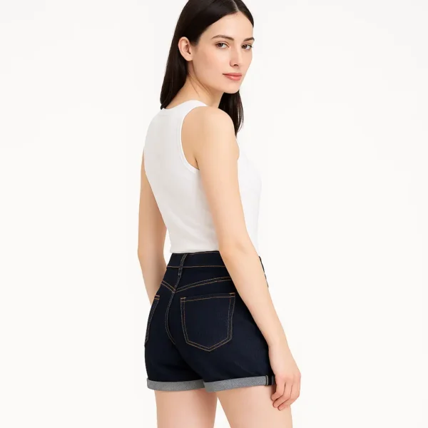 Shorts denim oscuros con vuelta - Imagen 2