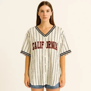Camisa estilo béisbol "CALIFORNIA" a rayas