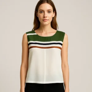 Top sin mangas a rayas multicolor