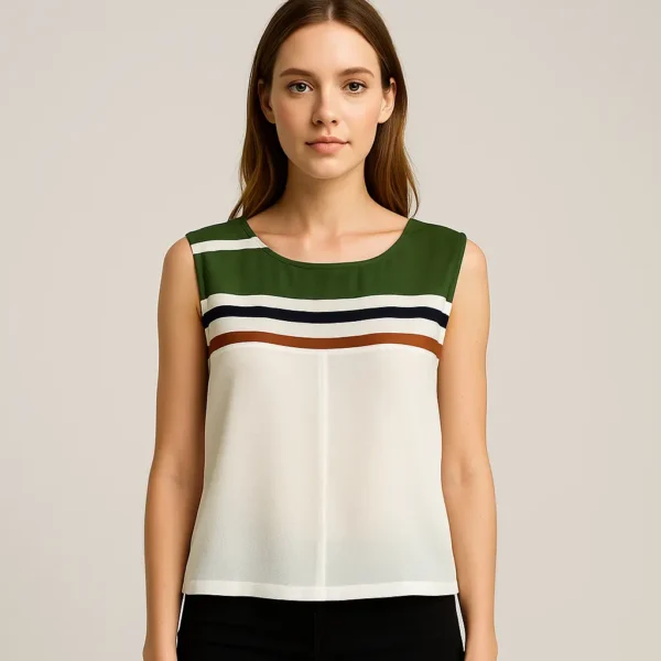 Top sin mangas a rayas multicolor