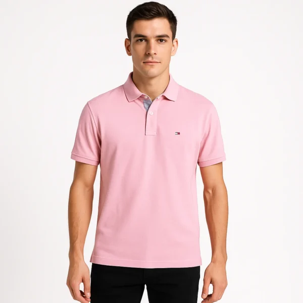 Polo Tommy Hilfiger rosa pastel de algodón