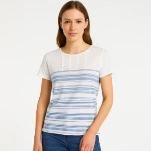 Camiseta blanca Sfera Basic rayas azules