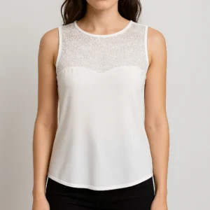 Top Inside blanco de encaje floral