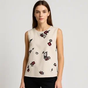 Top Zara Basic floral sin mangas