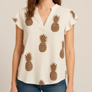 Blusa fluida con estampado de piñas SHEIN