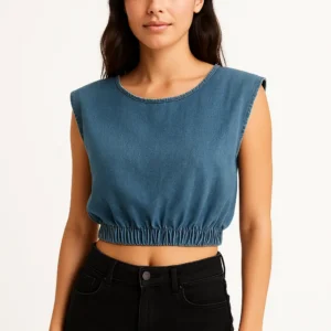 Top cropped de mezclilla sin mangas
