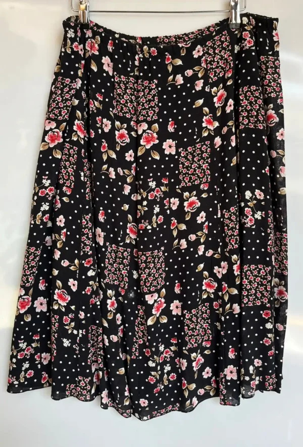 Falda midi de flores y lunares negros - Imagen 2