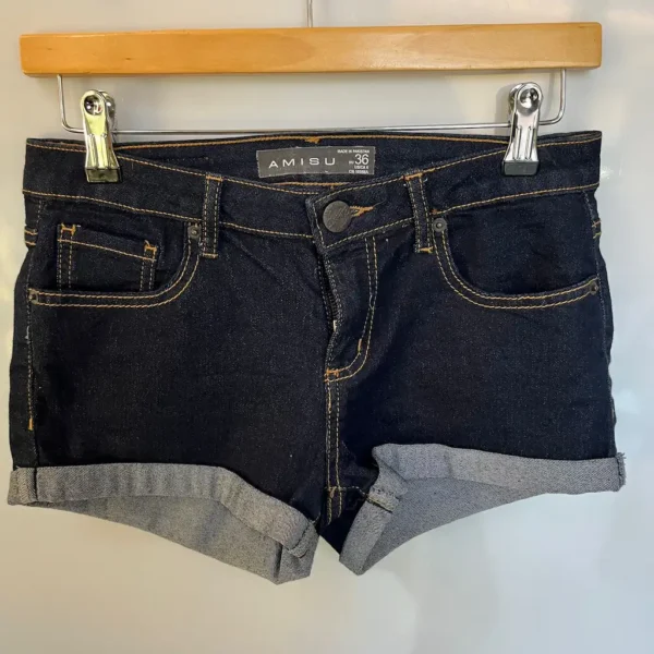 Shorts denim oscuros con vuelta - Imagen 3