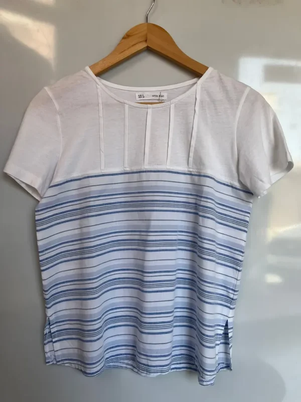 Camiseta blanca Sfera Basic rayas azules - Imagen 2