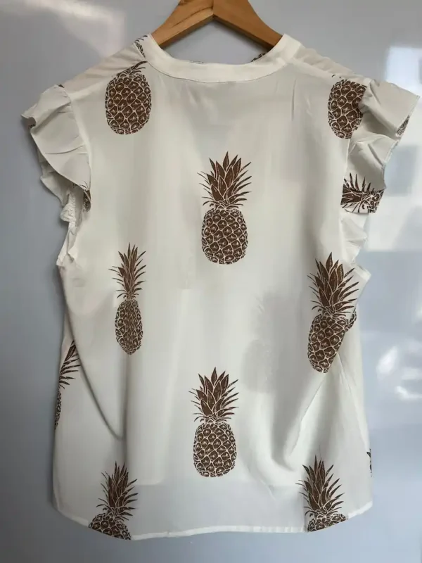 Blusa fluida con estampado de piñas SHEIN - Imagen 3