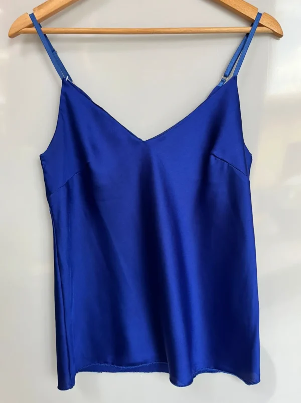 Top azul satinado lencero de tirante fino - Imagen 3