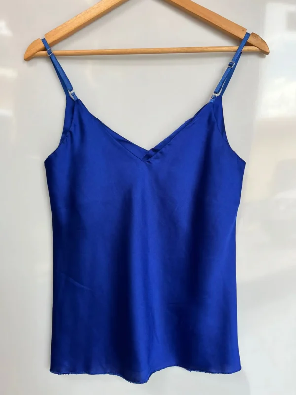 Top azul satinado lencero de tirante fino - Imagen 2