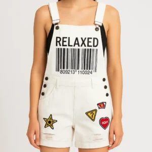 Peto corto blanco con estampado "RELAXED"