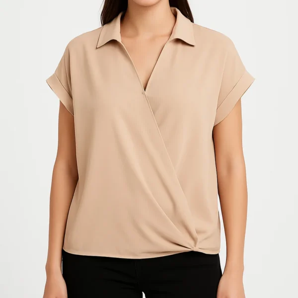 Blusa beige cruzada asimétrica SHEIN