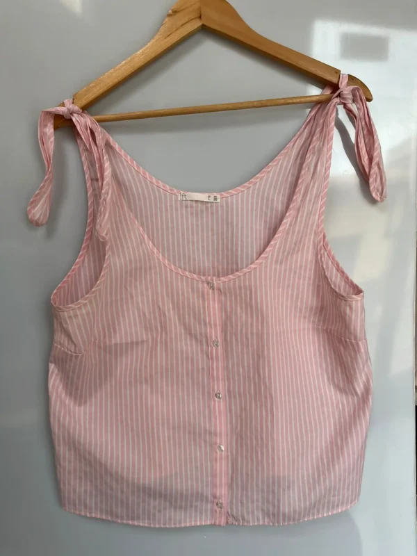 Top rosa de tirantes con lazada ajustable - Imagen 2