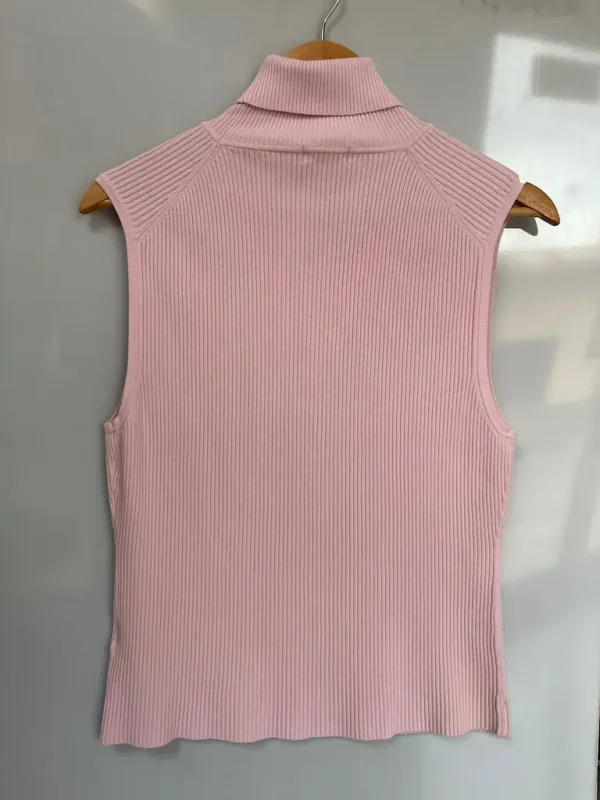 Top rosa de canalé de cuello alto - Imagen 2