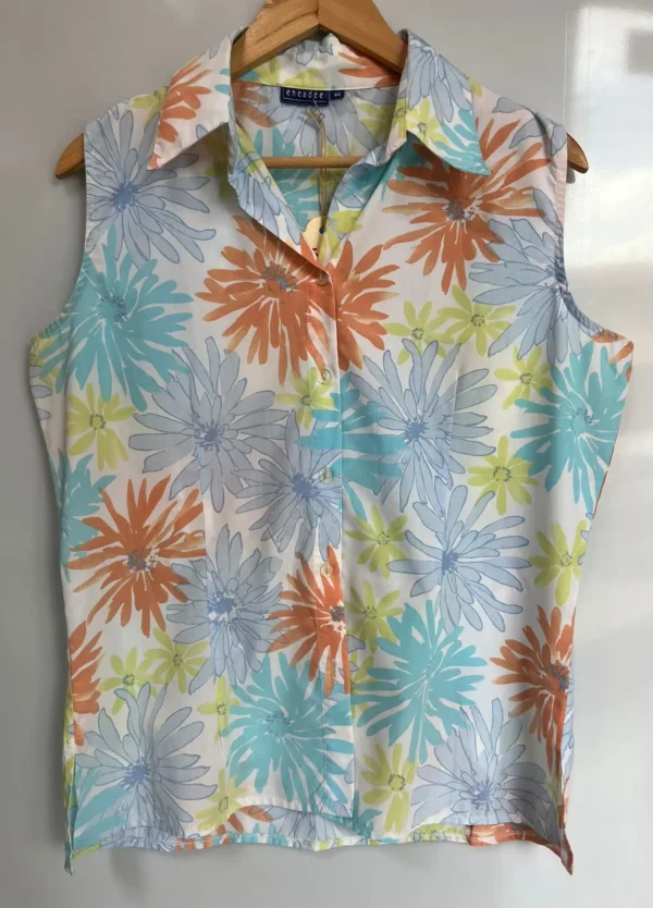 Blusa floral multicolor sin mangas - Imagen 2