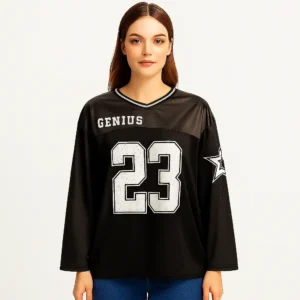 Jersey negro estilo universitario Talla M