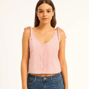 Top rosa de tirantes con lazada ajustable