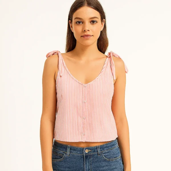 Top rosa de tirantes con lazada ajustable